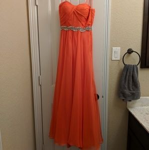 La Femme Coral Prom Dress